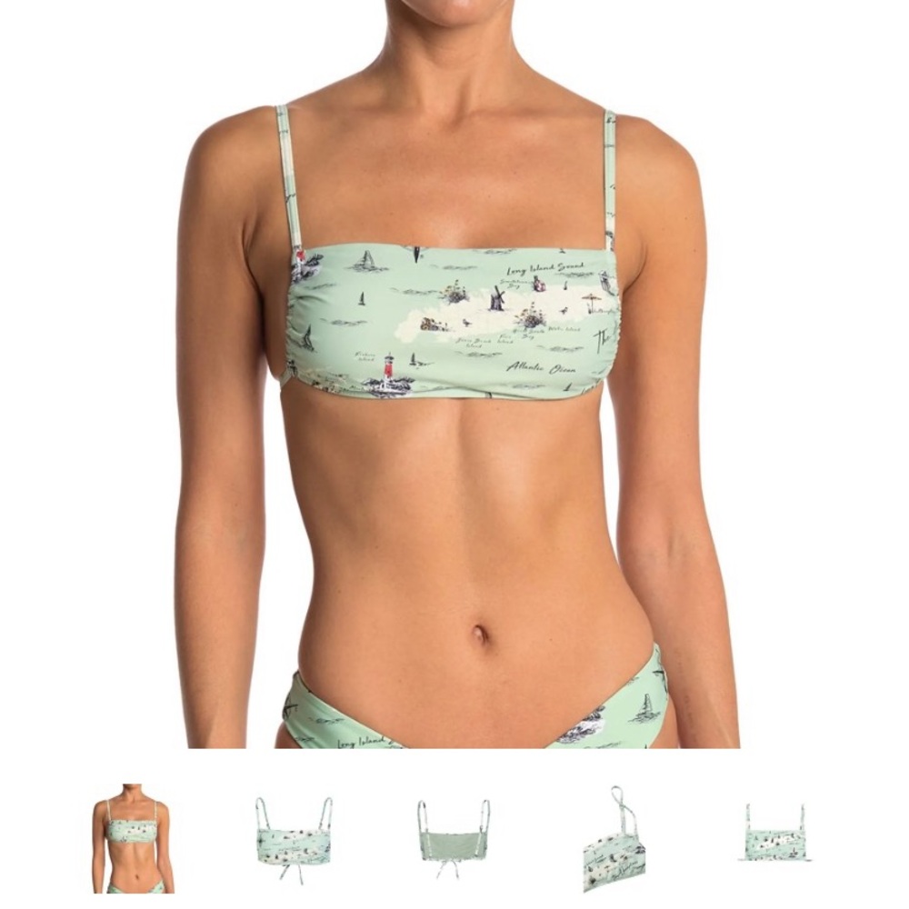 NWOT WeWoreWhat Leigh Bandeau Hamptons Map Bikini SET (top and bottom) size S